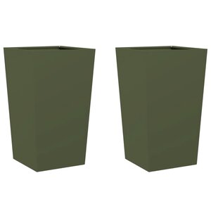 vidaXL Jardinières 2 Pièces vert olive 45x45x75 cm acier