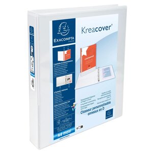 Classeur Personnalisable Rigide 2 Poches Kreacover 2 Anneaux En D 25mm - A4 Maxi. - Blanc - Exacompta