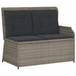 vidaXL Salon de jardin 4 Pièces avec coussins Gris Résine tressée