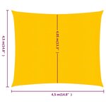 vidaXL Voile d'ombrage 160 g/m² carré jaune 4 5x4 5 m PEHD