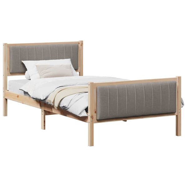 vidaXL Cadre de lit Marron et taupe 100 x 200 cm Bois massif en pin