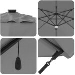 vidaXL Parasol Roma Anthracite 286 x 285 x 270 cm Aluminium  Polyester