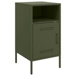 vidaXL Table de chevet vert olive 36x39x68 cm acier laminé à froid