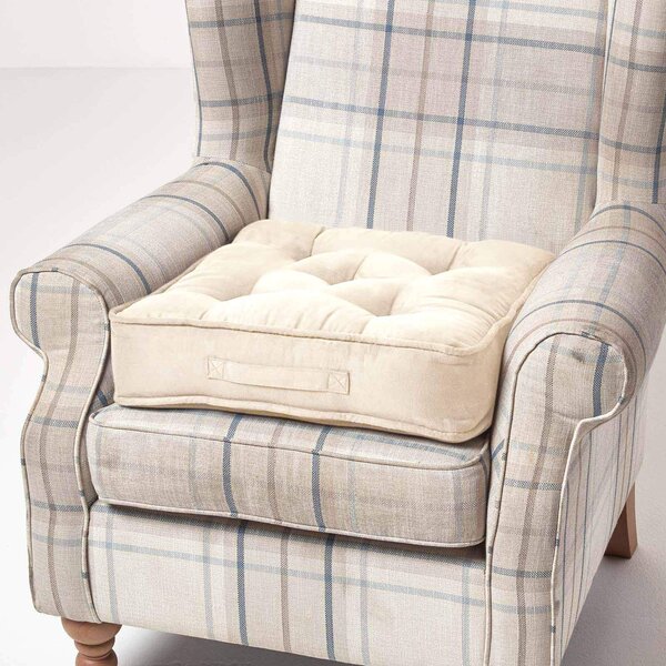 Coussin d'assise rehausseur en suédine Crème  50 x 50 x 10 cm - HOMESCAPES