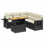 vidaXL Salon de jardin 6 Pièces avec coussins noir résine tressée
