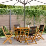 vidaXL Ensemble à manger de jardin 5Pièces noir polypropylène bois massif