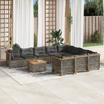 vidaXL Salon de jardin 11 Pièces avec coussins gris résine tressée