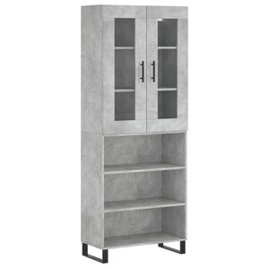 vidaXL Buffet haut Gris béton 69 5x34x180 cm Bois d'ingénierie