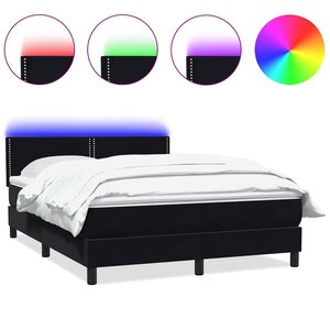 vidaXL Sommier à lattes de lit avec matelas et LED noir 160x210 cm velours