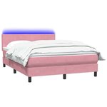 vidaXL Sommier à lattes de lit avec matelas et LED rose 140x220 cm velours