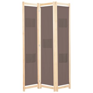 vidaXL Cloison de séparation 3 panneaux Marron 120x170x4 cm Tissu