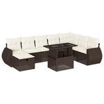 vidaXL Salon de jardin avec coussins 9 Pièces marron résine tressée