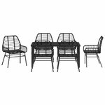 vidaXL Ensemble de salle à manger pour jardin 7 Pièces Noir polyrotin