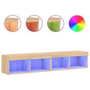 vidaXL Meubles TV avec lumières LED 2 Pièces chêne sonoma 80x30x30 cm