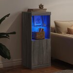 vidaXL Buffet avec lumières LED sonoma gris 41x37x100 cm