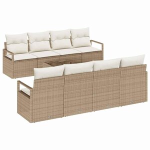 vidaXL Ensemble de canapé de jardin avec coussin 9 Pièces Beige et crème