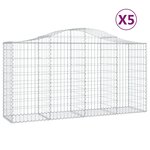 vidaXL Paniers à gabions arqués 5 Pièces 200x50x100/120 cm fer galvanisé