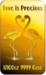 Monnaie FLAMINGOS Love is Precious 1/100 Oz Lingot Or (PRÉCOMMANDE)