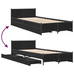 vidaXL Cadre de lit avec tiroirs noir 90x200 cm bois d'ingénierie
