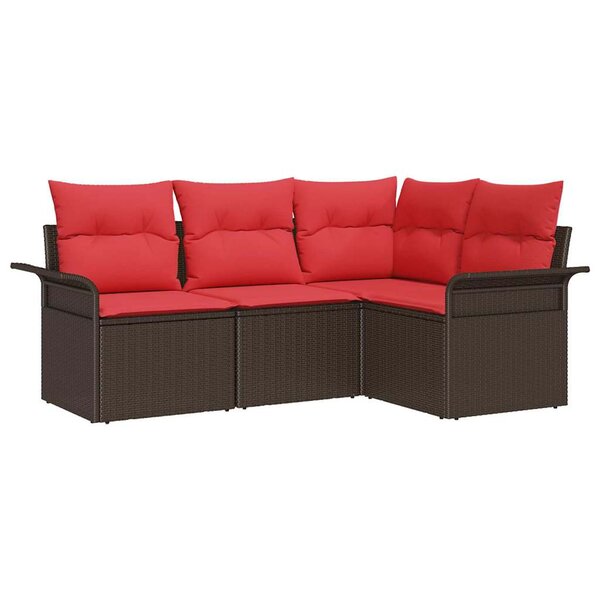 vidaXL Ensemble de canapé de jardin 4 Pièces Marron polyrotin