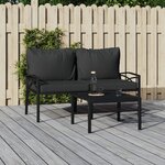 vidaXL Chaises de jardin avec coussins gris lot de 2 62x75x79 cm acier