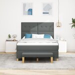 vidaXL Lit à ressort avec matelas et banc Gris foncé 140x200 cm Tissu