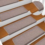 vidaXL Tapis d'escalier 30 pièces 65 x 21 x 4 cm Marron clair Bord rectangulaire