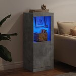 vidaXL Buffet avec lumières LED gris béton 41x37x100 cm