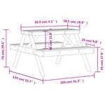 vidaXL Table de pique-nique 105x134x75 cm bois de pin imprégné
