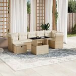 vidaXL Salon de jardin avec coussins 8 Pièces beige résine tressée