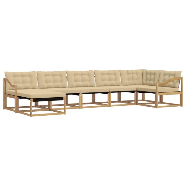vidaXL Ensemble de canapés d'extérieur 7 pc Blanc et Beige