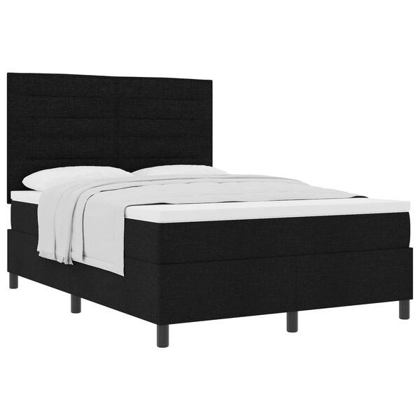 vidaXL Lit à ressorts avec matelas Noir 140 x 200 cm tissu