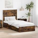 vidaXL Lit de Rangement Chêne fumé 90 x 190 cm Bois d'ingénierie
