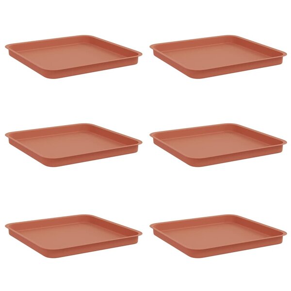 vidaXL Plateau carré à fleurs 6 pc Rouge brique 36 x 36 x 2 5 cm