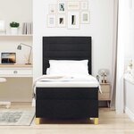 vidaXL Lit à ressort LED avec matelas Noir 80 x 200 cm tissu