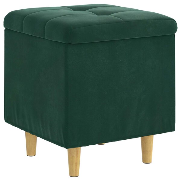 vidaXL Pouf de rangement Vert foncé 40 x 40 x 45 cm Velours