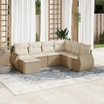 vidaXL Salon de jardin avec coussins 7 Pièces beige résine tressée