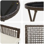 Ensemble de bistro de jardin 3 pièces vidaXL avec coussins en poly rotin marron