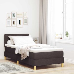 vidaXL Lit à ressorts avec matelas Marron foncé 100 x 200 cm tissu