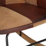 vidaXL Chaise à bascule et repose-pieds Marron Cuir véritable et toile