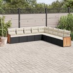 vidaXL Salon de jardin 9 Pièces avec coussins noir résine tressée