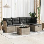 vidaXL Salon de jardin 6 Pièces avec coussins gris résine tressée