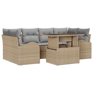 vidaXL Ensemble de canapé de jardin 7 Pièces Beige Poly Rattan