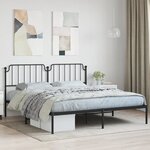 vidaXL Cadre de lit métal avec tête de lit noir 180x200 cm