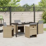 vidaXL Ensemble de salle à manger de jardin 5 pièces avec coussins en rattan PE beige