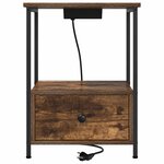 vidaXL Cabinet de chevet avec tiroir 2 Pièces Chêne fumé 42 x 41 x 56 cm