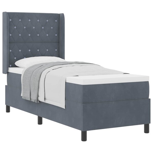 vidaXL Lit à ressorts avec matelas Gris foncé 80 x 200 cm Velours