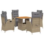vidaXL Ensemble à manger de jardin avec coussins 5Pièces Beige poly rotin