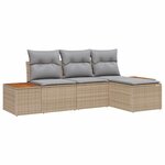 vidaXL Ensemble canapé de jardin 4 pièces avec coussins beiges en poly rotin
