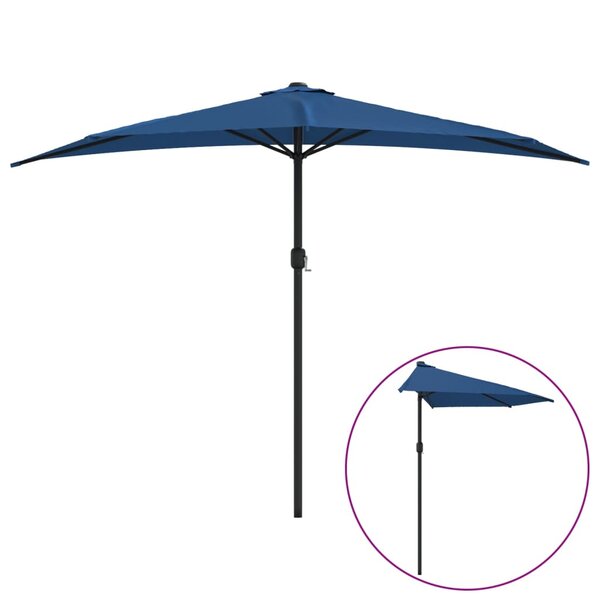 vidaXL Parasol de balcon avec mât en aluminium Bleu 300x155x223cm Demi